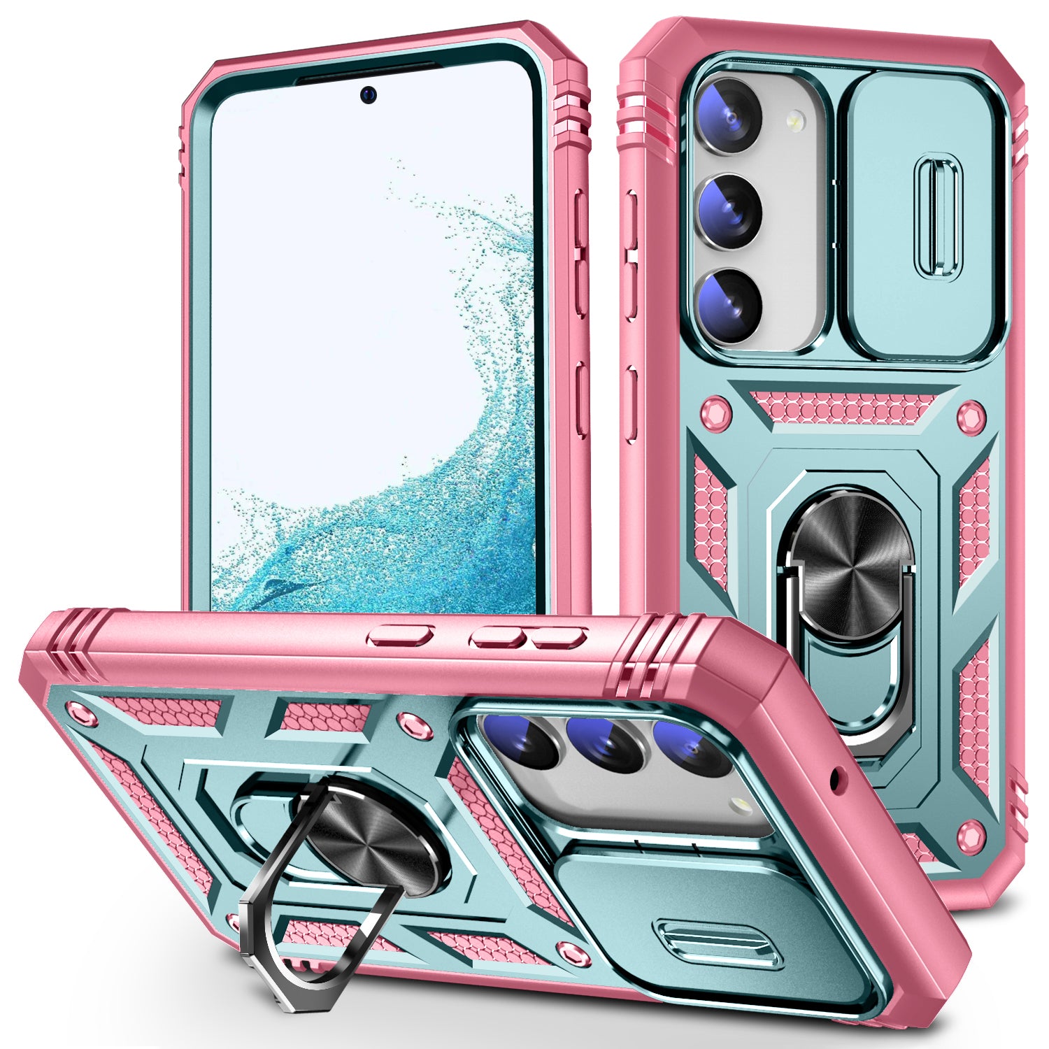For Samsung Galaxy S23 Anti-fall Phone Case with Ring Kickstand Card Holder Phone Back Cover with Sliding Camera Lid For Samsung Galaxy S23 Anti-fall Phone Case with Ring Kickstand Card Holder Phone Back Cover with Sliding Camera Lid